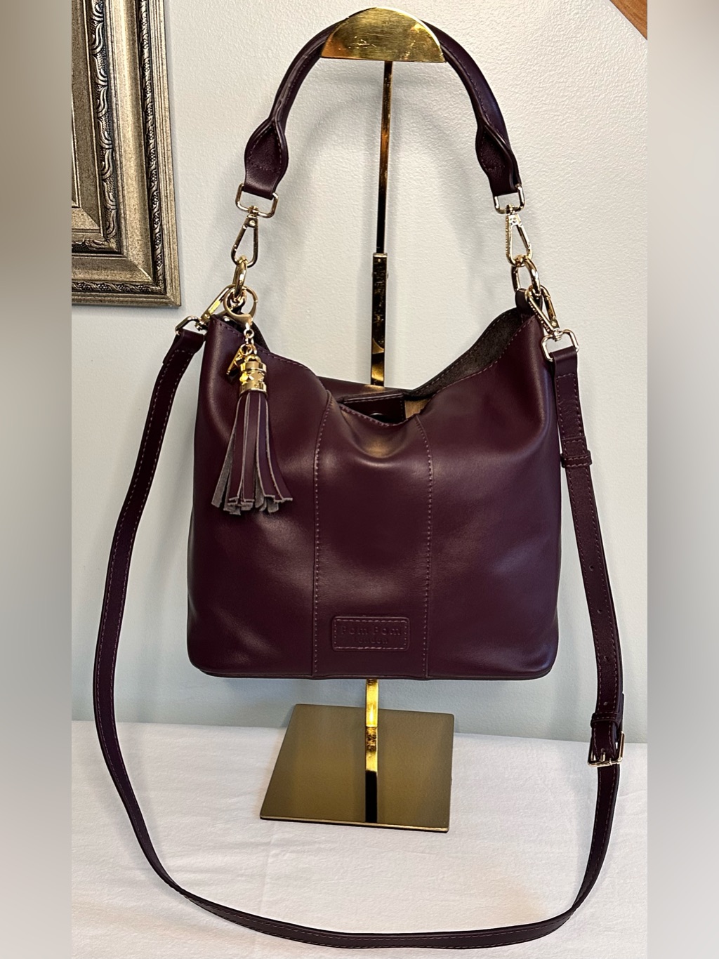 Pompom London Lambeth Shoulder Hobo Bag In Plum Nwot